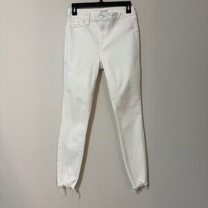 Good American “Good Legs” White Skinny Frayed Jeans